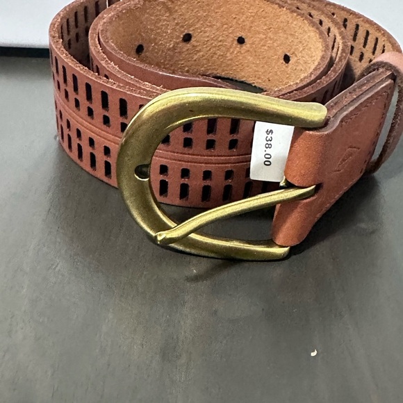 Fossil Claire Embossed Perforated Belt Brown Leather - Picture 4 of 9